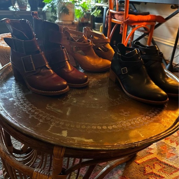 Kork-Ease Women's Stina clogs booties Size 6.5 Tan Brown Leather strappy shoe - Picture 4 of 10